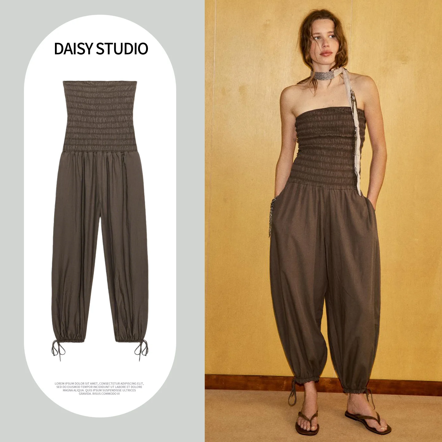 Summer New Women's Romper Country Style Straight Collar Shoulder Exposure Elastic Drawstring Pants Footpleated 4661327
Summer New Women's Romper Country Style Straight Collar Shoulder Exposure Elastic Drawstring Pants Footpleated 4661327