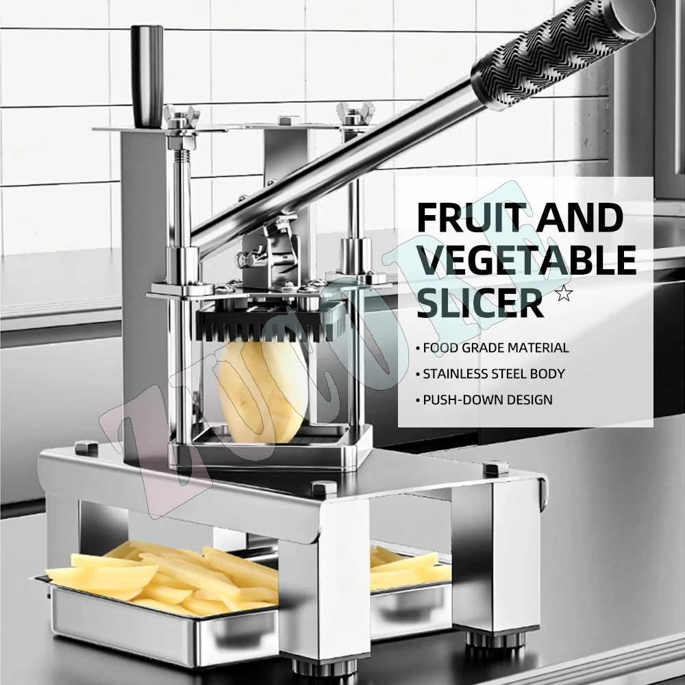 Коммерческая ручная машина для резки овощей, картофелерезка из нержавеющей стали, процессор для жареного картофеля
Коммерческая ручная машина для резки овощей, картофелерезка из нержавеющей стали, процессор для жареного картофеля