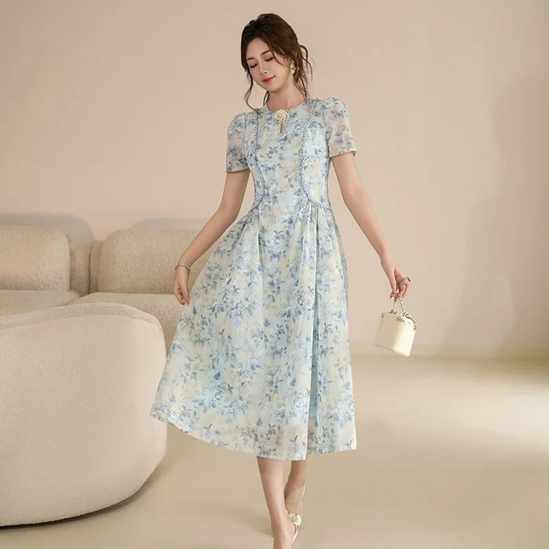 2026 Summer New Women's French Crew Neck Diamond Printed Dress Temperament Waist Skinny Long Dress 21778
2026 Summer New Women's French Crew Neck Diamond Printed Dress Temperament Waist Skinny Long Dress 21778
