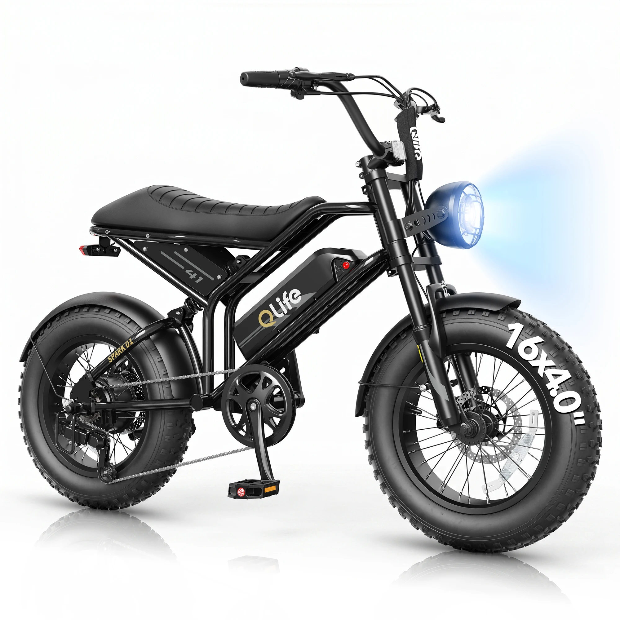 Qlife Spark D2 Electric Bike for Adults, 2000W Peak Motor 48V 15.6 Ah, 16" Fat Tires Electric Mountain Bike, 30 MPH 65Mi Range Off-Road Ebike with Full Suspension
Qlife Spark D2 Electric Bike for Adults, 2000W Peak Motor 48V 15.6 Ah, 16" Fat Tires Electric Mountain Bike, 30 MPH 65Mi Range Off-Road Ebike with Full Suspension