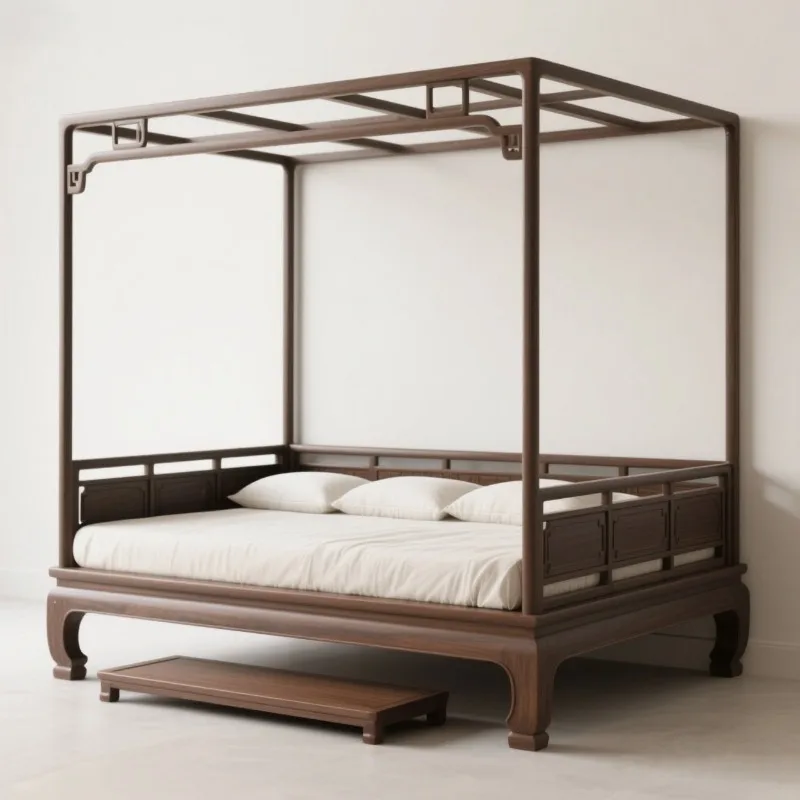 New Chinese shelf bed solid wood four-poster bed 1.8 meters double bed
New Chinese shelf bed solid wood four-poster bed 1.8 meters double bed