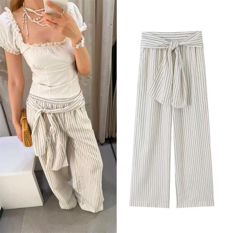 Women's Long Pants 2026 Summer New Style Striped Drawstring Decor Wide-Leg Pants Casual Fashion Versatile
Women's Long Pants 2026 Summer New Style Striped Drawstring Decor Wide-Leg Pants Casual Fashion Versatile