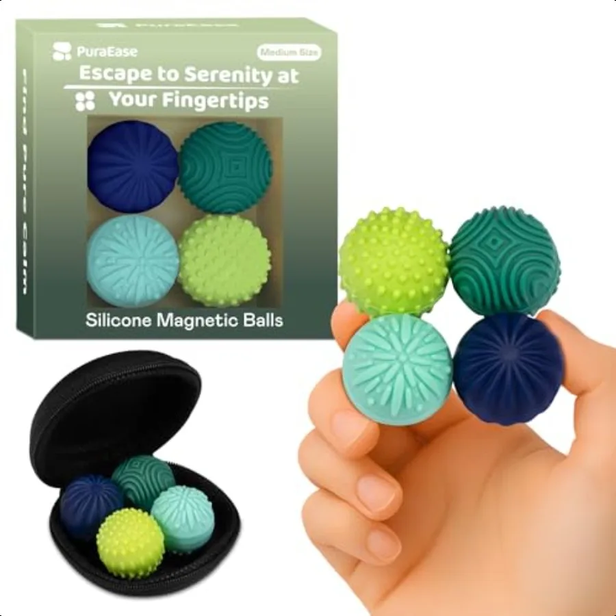 Магнитные сенсорные шарики-непоседа, 4 шт., текстурированные силиконовые игрушки среднего взвешивания для взрослых и подростков с СДВГ, аутизм, тревога Q
Магнитные сенсорные шарики-непоседа, 4 шт., текстурированные силиконовые игрушки среднего взвешивания для взрослых и подростков с СДВГ, аутизм, тревога Q