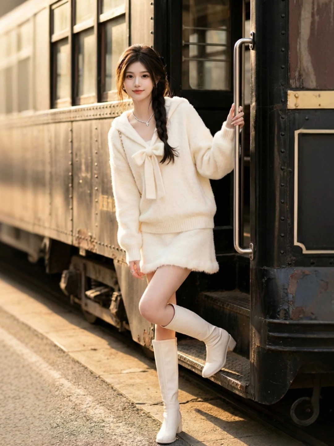 Chic Sweater Skirt Set Comfortable Soft Style Long Sleeve High Waist Short Skirt Spring Fashion Outfit Two Piece Ensemble
Chic Sweater Skirt Set Comfortable Soft Style Long Sleeve High Waist Short Skirt Spring Fashion Outfit Two Piece Ensemble