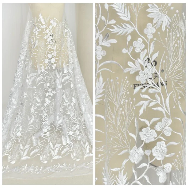 Floral Plant Embroidered Lace Tulle Fabric for DIY Sewing Wedding Dress Veil Accessories Decoration Clothing Fashion Cloth
Floral Plant Embroidered Lace Tulle Fabric for DIY Sewing Wedding Dress Veil Accessories Decoration Clothing Fashion Cloth