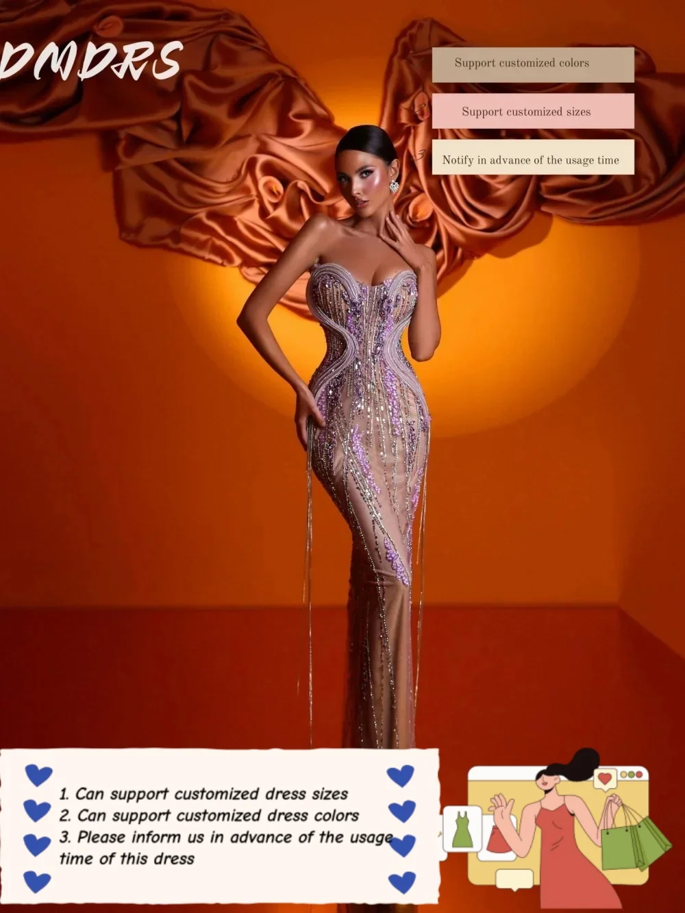 Luxurious Beaded Prom Dress 2025 Charming Sleeveless Evening Dress Elegant A-line Sequined Floor-length Gown Customized
Luxurious Beaded Prom Dress 2025 Charming Sleeveless Evening Dress Elegant A-line Sequined Floor-length Gown Customized