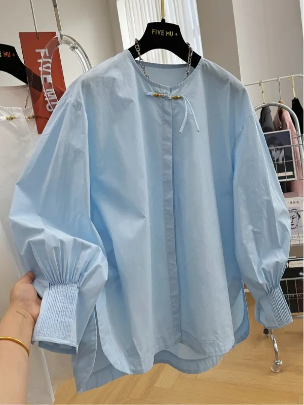 New Chinese Style Long Sleeve Cotton Shirt Women's Loose Fit Casual round Neck Top Spring Season Comfortable plus Size
New Chinese Style Long Sleeve Cotton Shirt Women's Loose Fit Casual round Neck Top Spring Season Comfortable plus Size