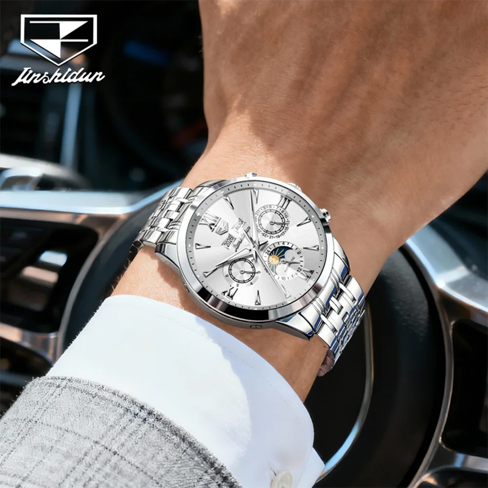 JINSHIDUN 8860 Brand original authentic fashion business stainless steel multifunctional luminous men's mechanical watch
JINSHIDUN 8860 Brand original authentic fashion business stainless steel multifunctional luminous men's mechanical watch