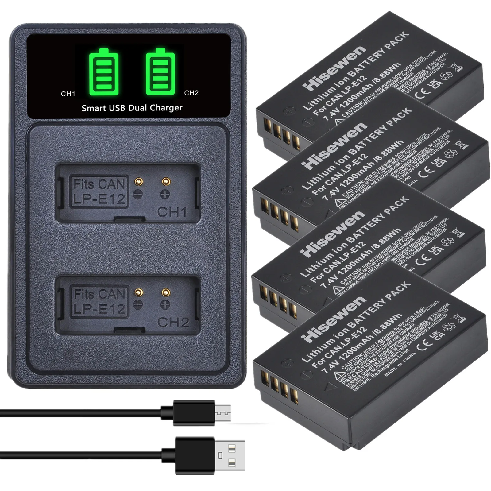 Hisewen 1200mAh LP-E12 LPE12 LP E12 Li-ion Battery+LED USB Dual Charger for Canon EOS M50 EOS M100 100D Kiss X7 PowerShot SX70
Hisewen 1200mAh LP-E12 LPE12 LP E12 Li-ion Battery+LED USB Dual Charger for Canon EOS M50 EOS M100 100D Kiss X7 PowerShot SX70