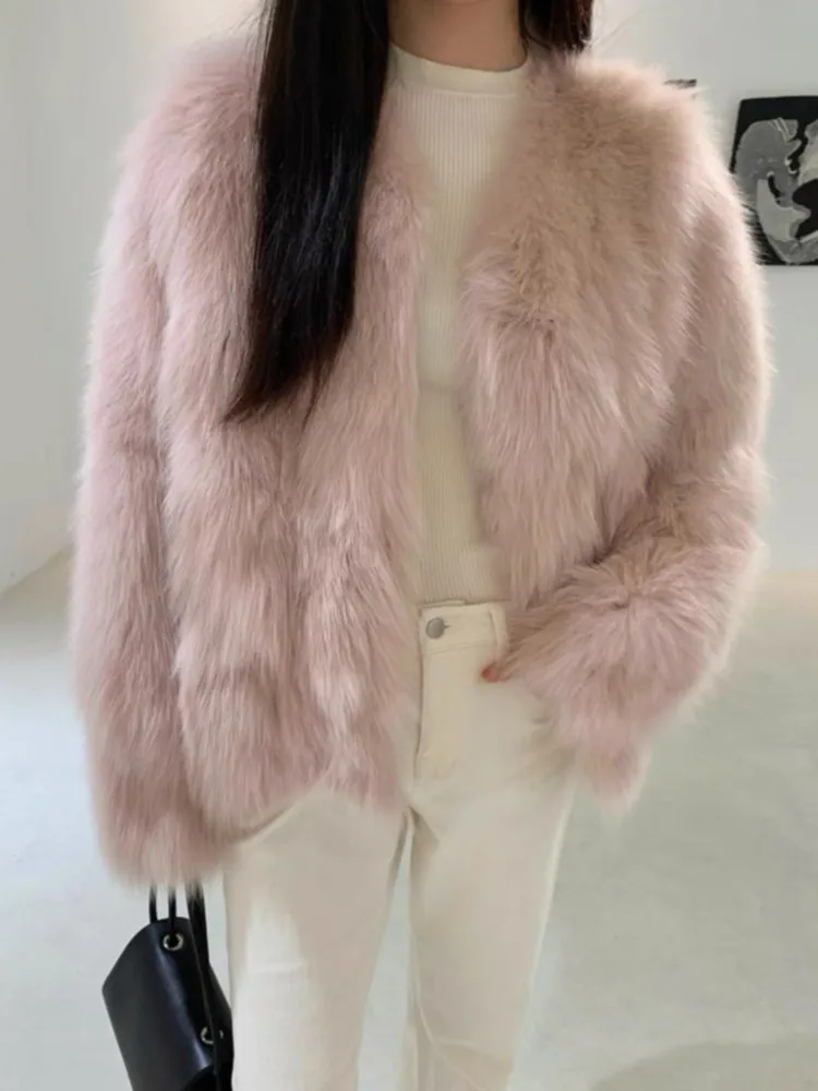 Elegant French Women Fox Fur Coats Autumn Winter Solid O Neck Long Sleeve Warm Fashion Short Jacket Party Casual Basic Clothes
Elegant French Women Fox Fur Coats Autumn Winter Solid O Neck Long Sleeve Warm Fashion Short Jacket Party Casual Basic Clothes