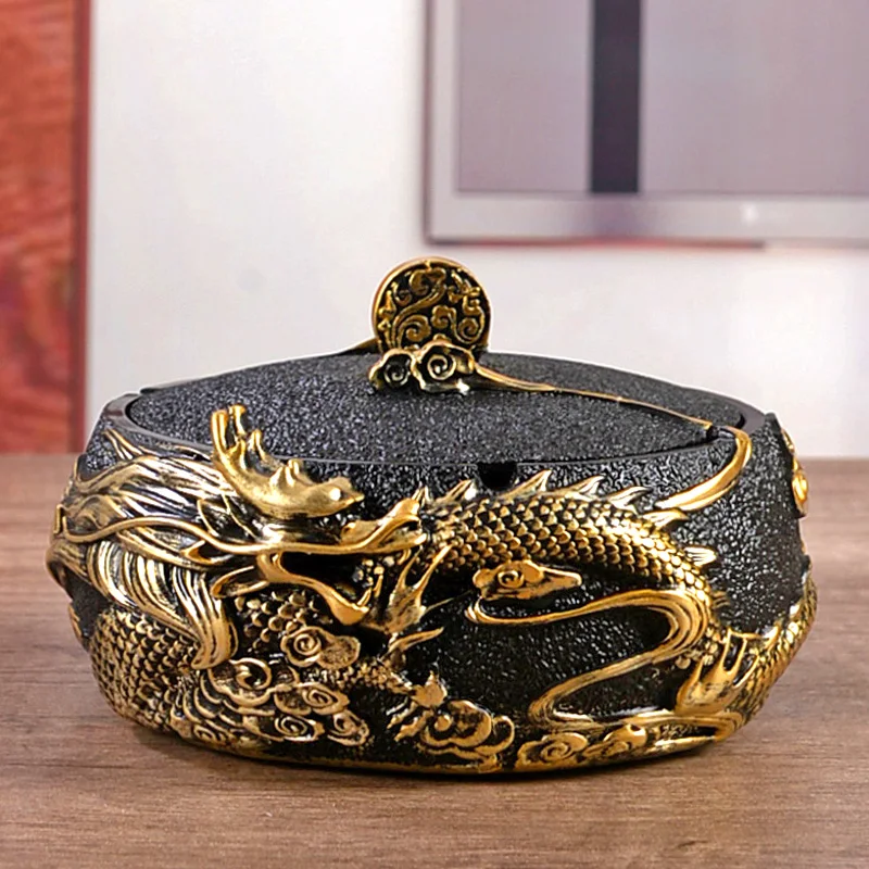 Creative ashtray with lid Dalong year home living room fashion personality trend office new Chinese retro ornament
Creative ashtray with lid Dalong year home living room fashion personality trend office new Chinese retro ornament