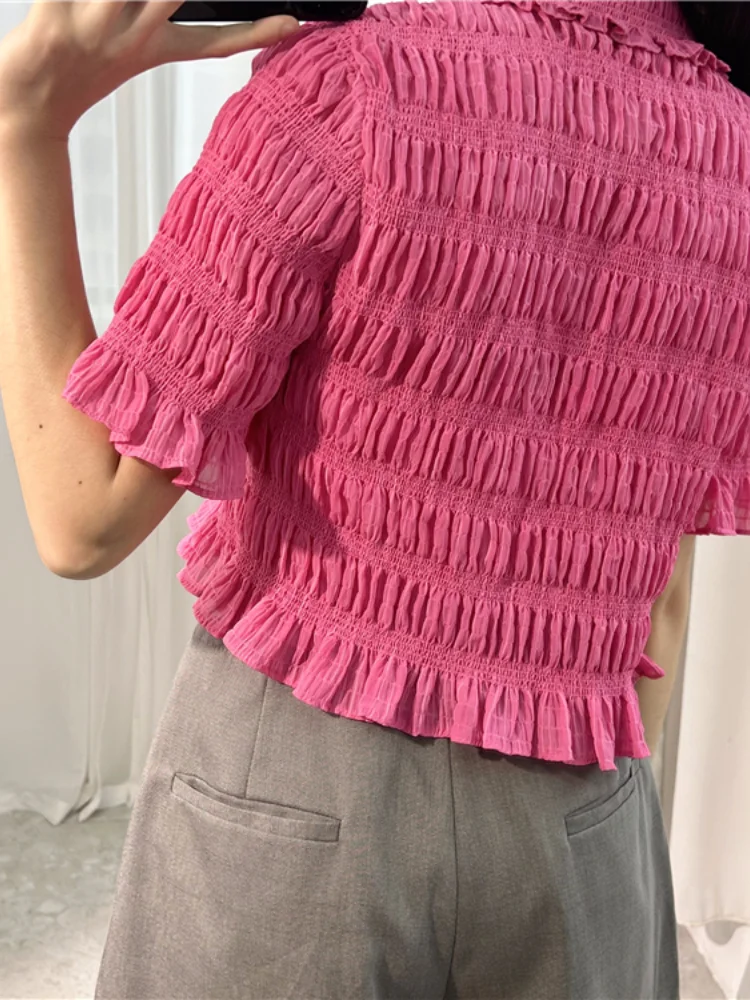 Women's blouses Wrinkled Short sleeved Shirt Women's Top S Home~2024 Spring New Short Style French Sweetness and Slimming
Women's blouses Wrinkled Short sleeved Shirt Women's Top S Home~2024 Spring New Short Style French Sweetness and Slimming