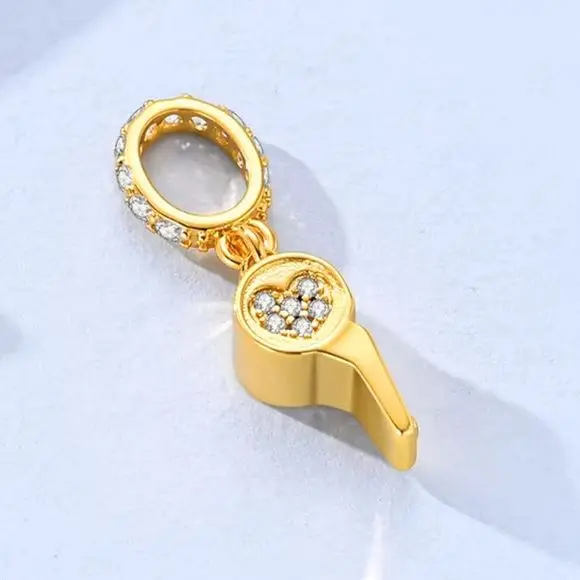 Charm 925 Sterling Silver Gold Whistle Pendant Fit Bracelet Bead Making For Lady Woman Jewelry
Charm 925 Sterling Silver Gold Whistle Pendant Fit Bracelet Bead Making For Lady Woman Jewelry