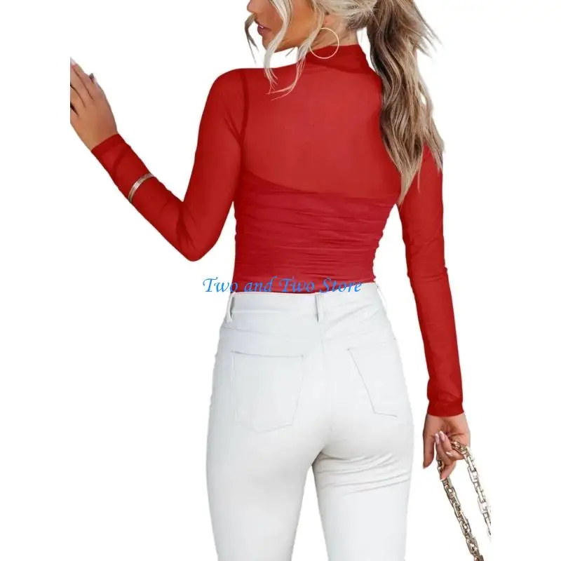 HX6F Mock turtles Neck Bodysuit Mesh Long Sleeve Body Suit Ruched Sheer Going Out Top
HX6F Mock turtles Neck Bodysuit Mesh Long Sleeve Body Suit Ruched Sheer Going Out Top