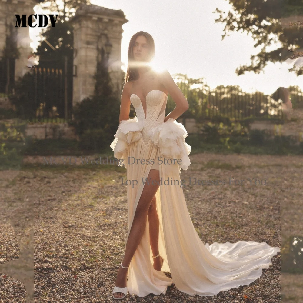 Pleat Split Wedding Dresses Bride A-Line Corset Chiffon Vestido De Casamento Noiva Boho Destination Wedding Gown Customized
Pleat Split Wedding Dresses Bride A-Line Corset Chiffon Vestido De Casamento Noiva Boho Destination Wedding Gown Customized