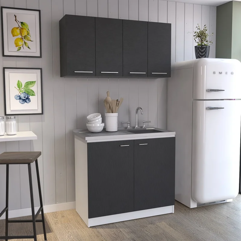 Wall Cabinet and Utility Sink Cabinet Set, Wenge and White Finish
Wall Cabinet and Utility Sink Cabinet Set, Wenge and White Finish