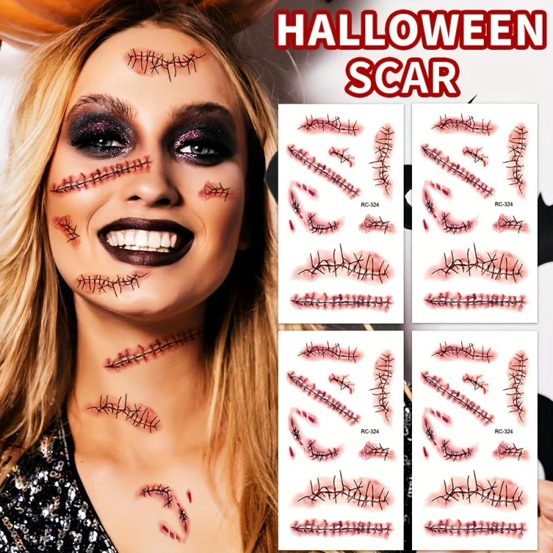 10 Sheets Halloween 3D Fake Scar Temporary Tattoos For Adutls, Horror Fake Tattoos Stickers Fake Bloody Wound Temporary Zombie
10 Sheets Halloween 3D Fake Scar Temporary Tattoos For Adutls, Horror Fake Tattoos Stickers Fake Bloody Wound Temporary Zombie