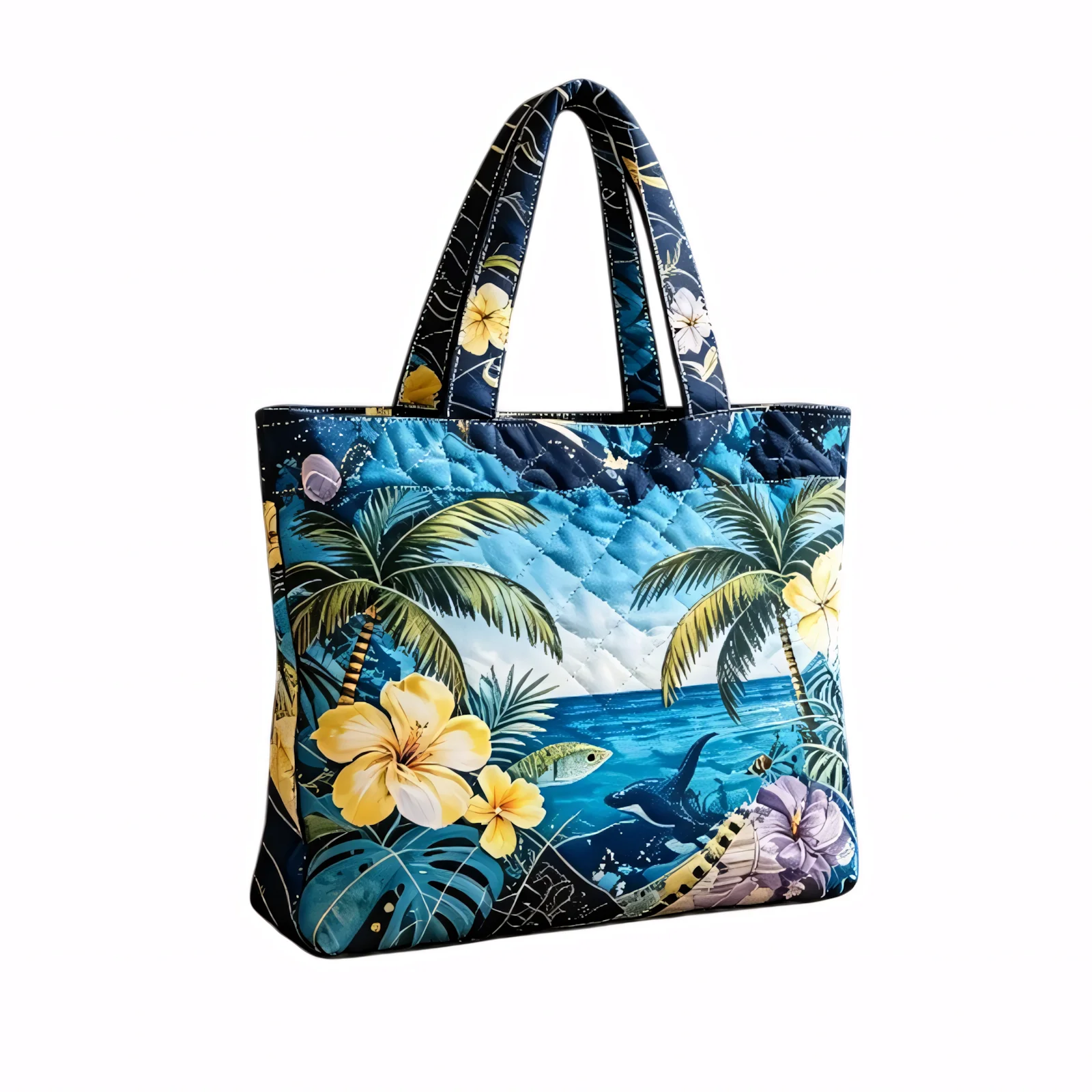 Tropical Quilted Tote Bag Ocean Palm Floral Print Lightweight Shoulder Bag for Shopping Travel Daily Use
Tropical Quilted Tote Bag Ocean Palm Floral Print Lightweight Shoulder Bag for Shopping Travel Daily Use