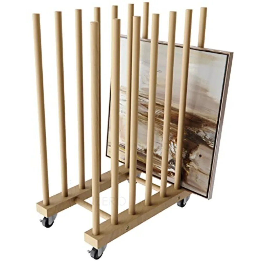 Art Storage Rack with Caster Wheels, Wood Storage Stand for Canvas Boards, Panel, Frame, Drawing Board, Printed Matter, Paper P
Art Storage Rack with Caster Wheels, Wood Storage Stand for Canvas Boards, Panel, Frame, Drawing Board, Printed Matter, Paper P