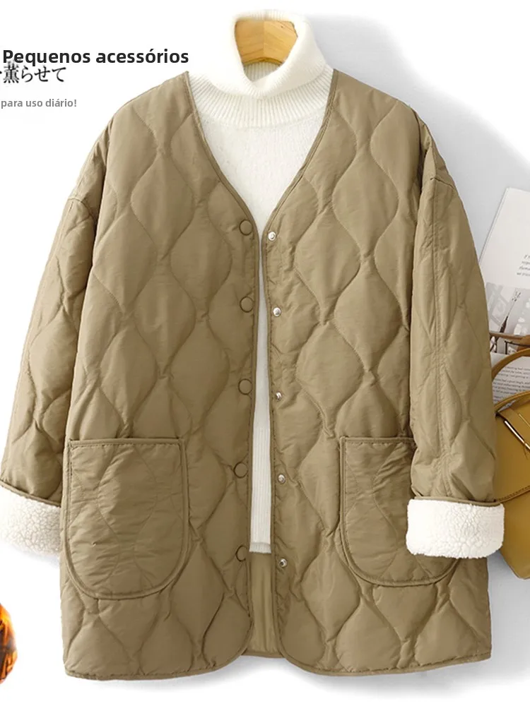 Women's Thin down Cotton Jacket Lamb Skin Sleeveless V-neck Button Pocket Retro Style Long Sleeve Winter Coat Outerwear
Women's Thin down Cotton Jacket Lamb Skin Sleeveless V-neck Button Pocket Retro Style Long Sleeve Winter Coat Outerwear