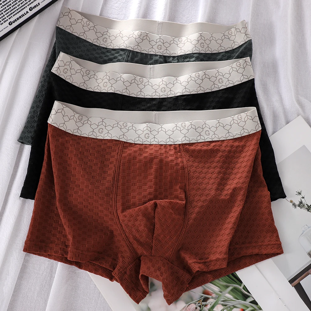 1/3PCS Fashion Knit Jacquard Men's Panties Summer Smooth Ice Silk Boxers Underpants Breathable Mesh Crotch Stretch Men Underwear
1/3PCS Fashion Knit Jacquard Men's Panties Summer Smooth Ice Silk Boxers Underpants Breathable Mesh Crotch Stretch Men Underwear