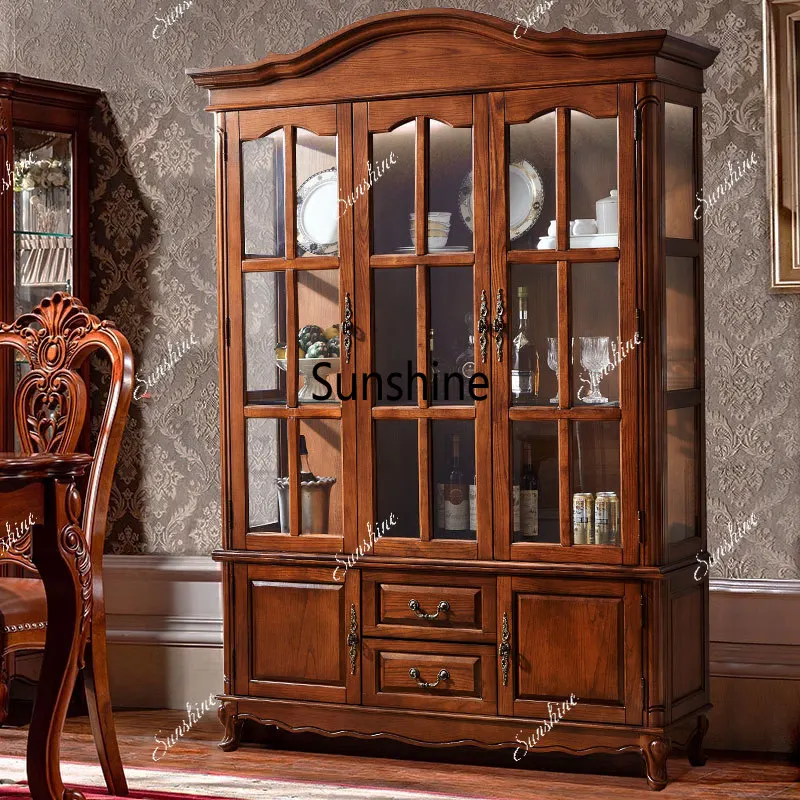 American solid wood, villa three-door locker, glass display, living room
American solid wood, villa three-door locker, glass display, living room