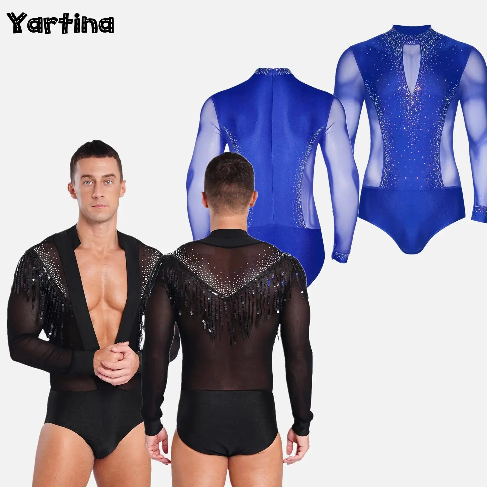Mens Gymnastics Latin Ballroom Tango Rumba Dance Leotard Deep V-neck Sheer Mesh Sequined Tassels Rhinestones Bodysuit Shirts
Mens Gymnastics Latin Ballroom Tango Rumba Dance Leotard Deep V-neck Sheer Mesh Sequined Tassels Rhinestones Bodysuit Shirts