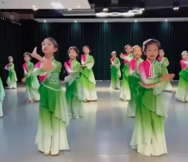 Children's classical dance costume Girl Jasmine Yangko dance new children's national fan umbrella dance costume elegant
Children's classical dance costume Girl Jasmine Yangko dance new children's national fan umbrella dance costume elegant