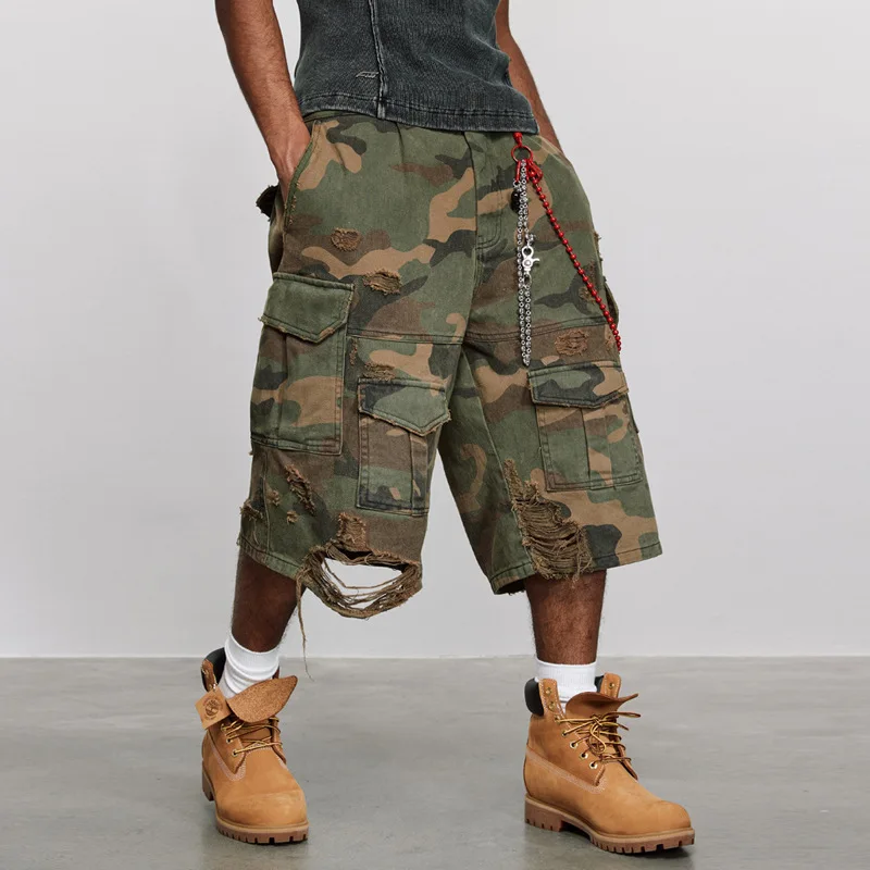 2026 Summer Men's Destruction Camouflage Stone Grinding Washed Old Cropped Pants Ripped Overalls Loose Wide-leg Shorts
2026 Summer Men's Destruction Camouflage Stone Grinding Washed Old Cropped Pants Ripped Overalls Loose Wide-leg Shorts