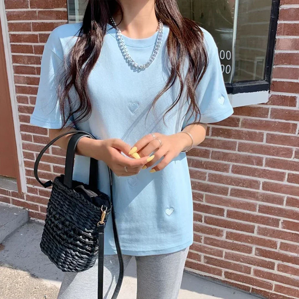 Casual Summer T-shirt Kawaii Style Loose Fit Tee 2XL Casual T-shirt Female Apparel Love Pattern Short Sleeve Top
Casual Summer T-shirt Kawaii Style Loose Fit Tee 2XL Casual T-shirt Female Apparel Love Pattern Short Sleeve Top