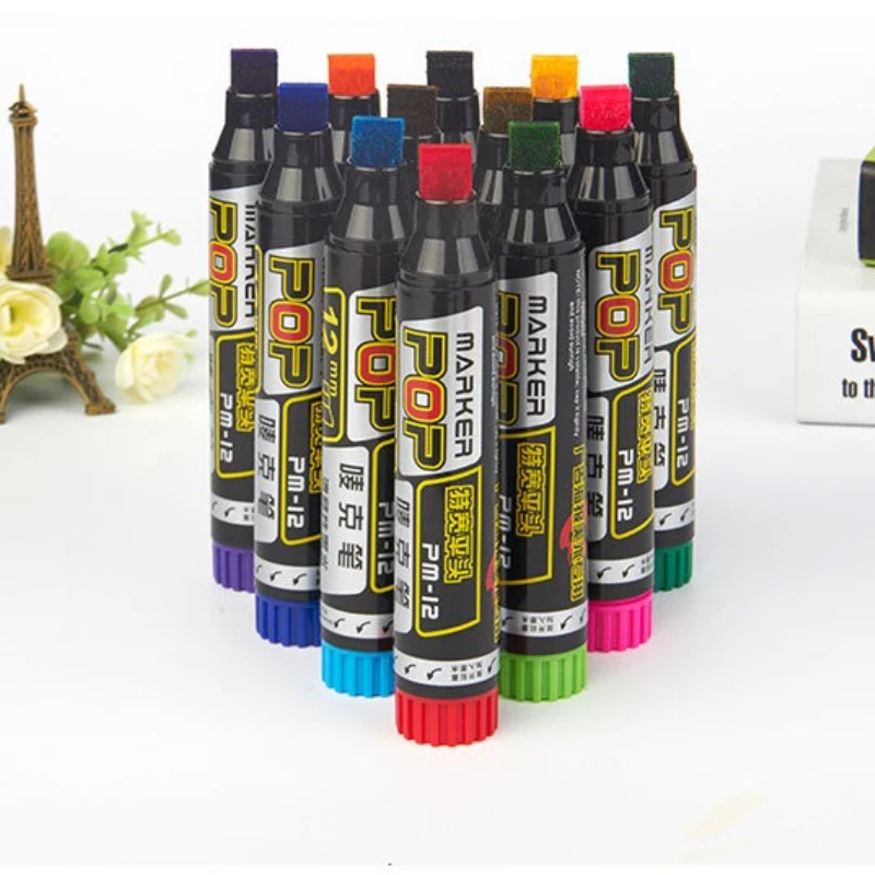 12color Oily Marker Pen 12mm Wide Pen Tip Can Be Added Ink Waterproof for Poster Advertising Design Painting Graffiti
12color Oily Marker Pen 12mm Wide Pen Tip Can Be Added Ink Waterproof for Poster Advertising Design Painting Graffiti