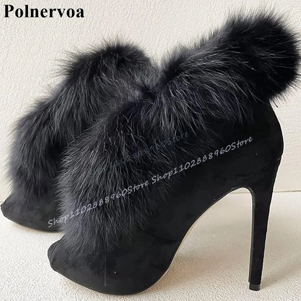 Stylish Black Suede Real Fur Pumps Stilettos High Heel Shoes For Women Slip On Peep Toe 2025 Fashionable Zapatos Para Mujere
Stylish Black Suede Real Fur Pumps Stilettos High Heel Shoes For Women Slip On Peep Toe 2025 Fashionable Zapatos Para Mujere