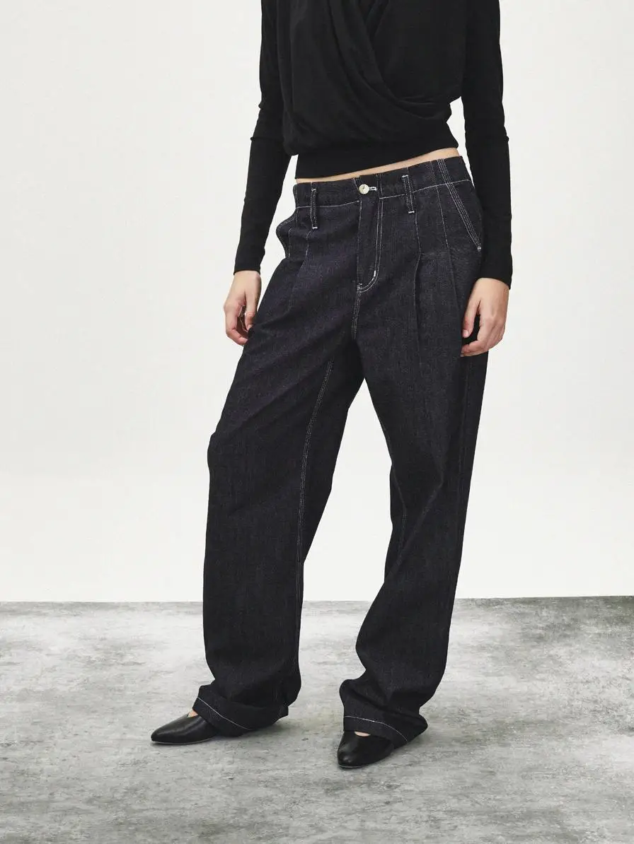 CIMBREYOO Брюки с высокой талией, прямые джинсы, оригинальные сине-белые свободные джинсы с низкой талией, женские осенне-зимние весенние джинсы
CIMBREYOO Брюки с высокой талией, прямые джинсы, оригинальные сине-белые свободные джинсы с низкой талией, женские осенне-зимние весенние джинсы