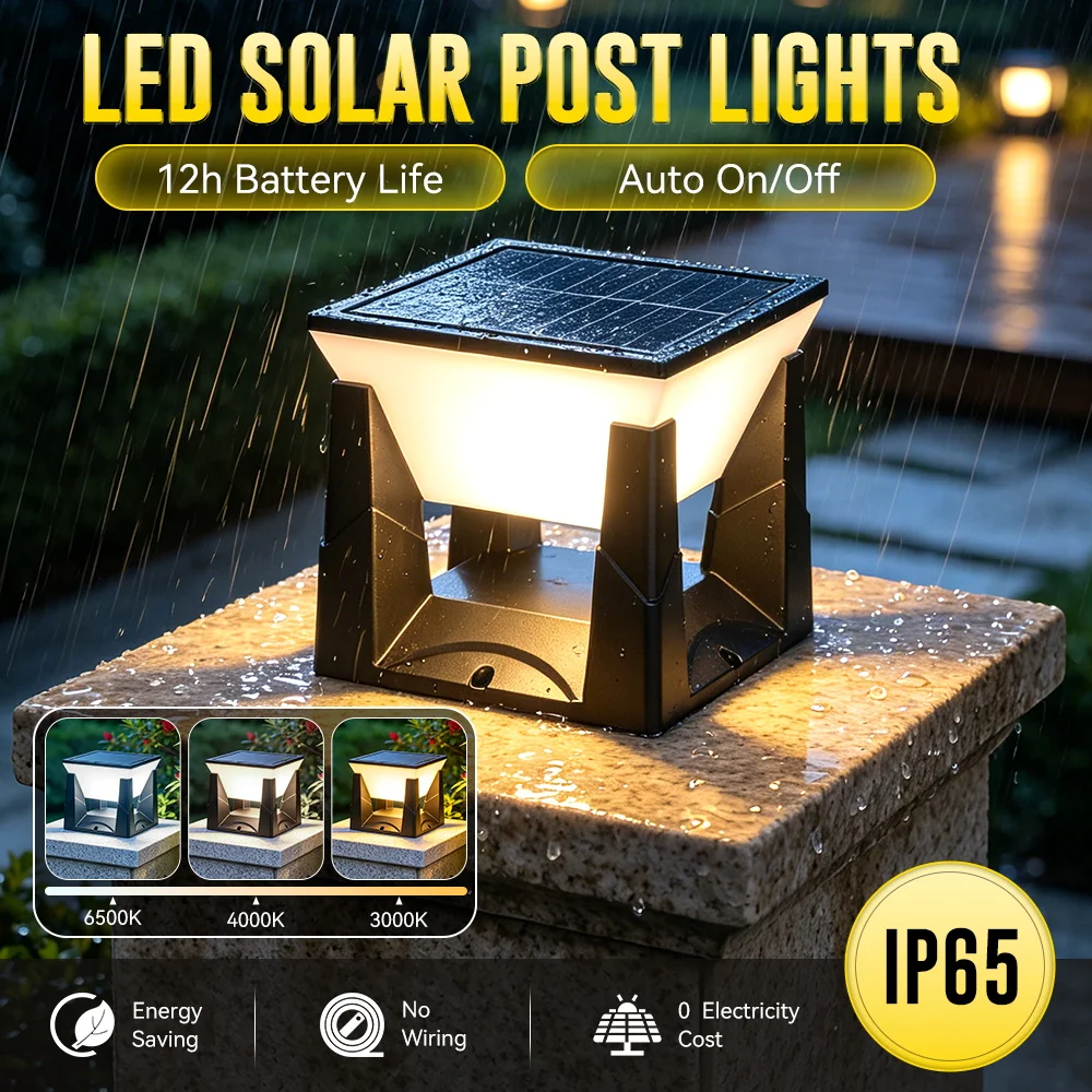 3-Color Solar Post Light IP65 Waterproof Automatic Outdoor Led Solar Light Outside for Fence Garden Yard Solar Lamp Fixtures
3-Color Solar Post Light IP65 Waterproof Automatic Outdoor Led Solar Light Outside for Fence Garden Yard Solar Lamp Fixtures