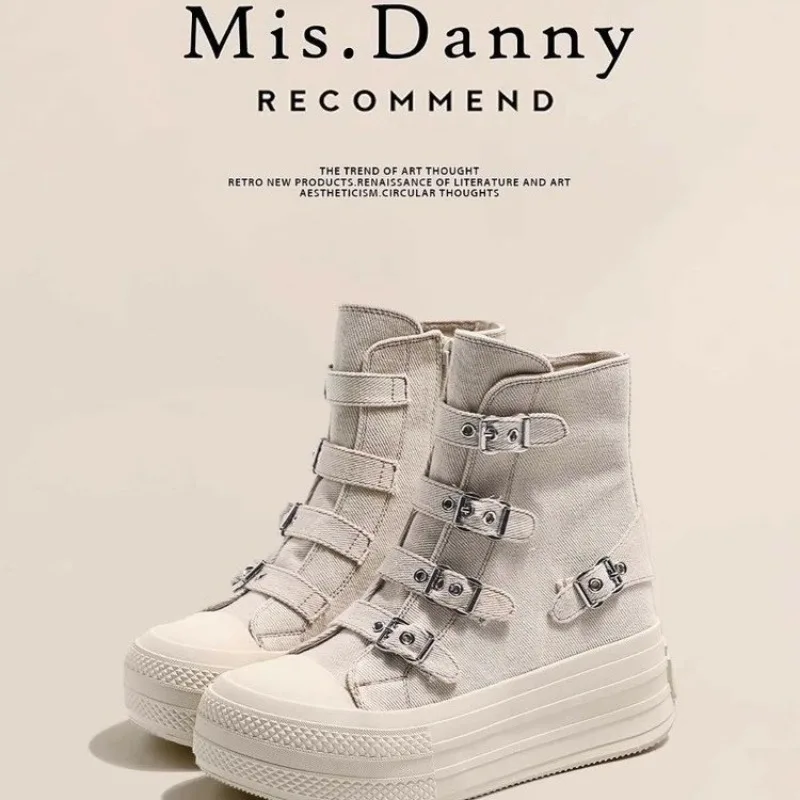 High Quality Punk Metal Buckle High Top Platform Boots Women's Multi Strap Height Increasing Ankle Casual Short Boots Sneakers
High Quality Punk Metal Buckle High Top Platform Boots Women's Multi Strap Height Increasing Ankle Casual Short Boots Sneakers