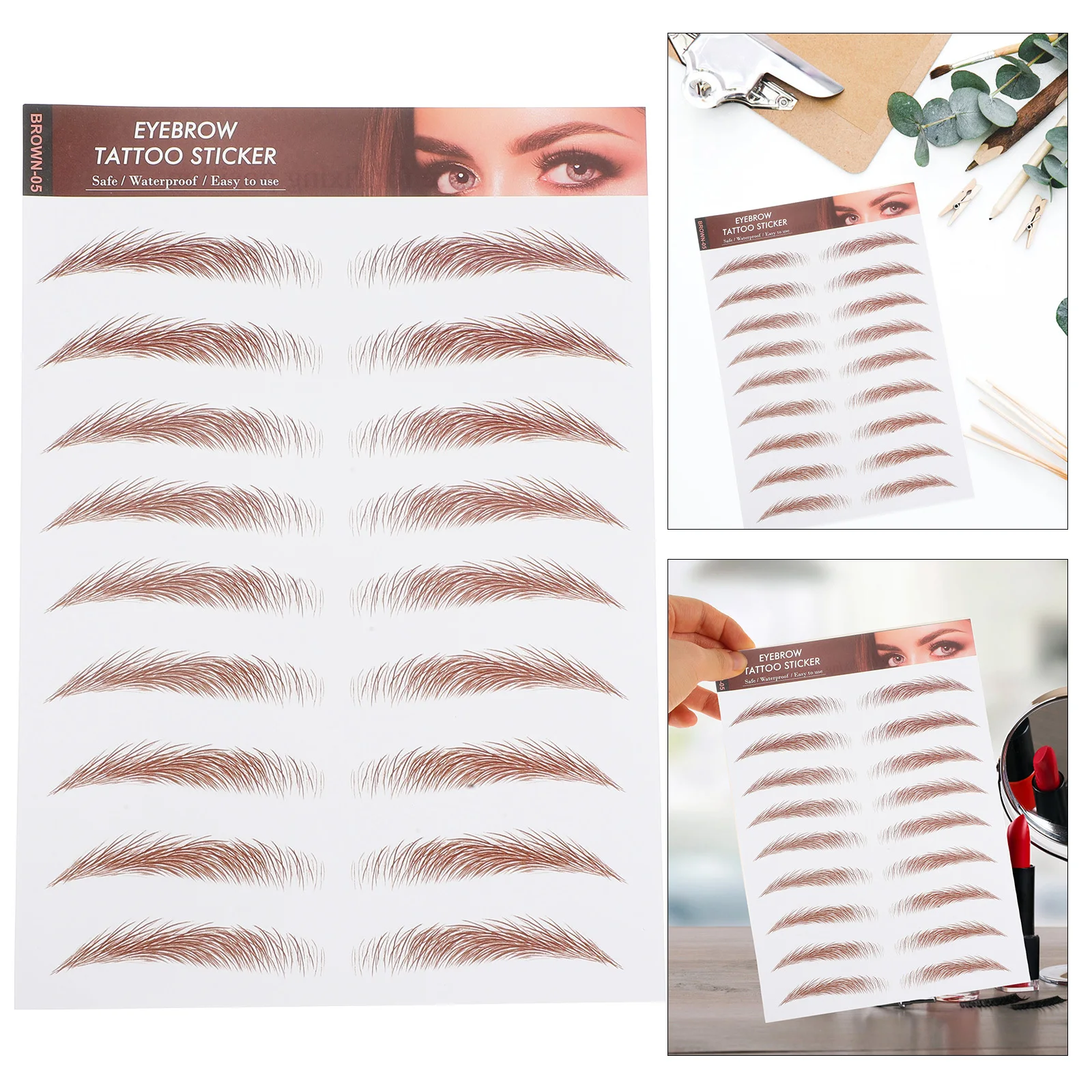 6 Sheets Brown Waterproof 3D Eyebrow Stickers Natural-Looking Temporary Transfers Realistic Adhesive Decals for Women
6 Sheets Brown Waterproof 3D Eyebrow Stickers Natural-Looking Temporary Transfers Realistic Adhesive Decals for Women