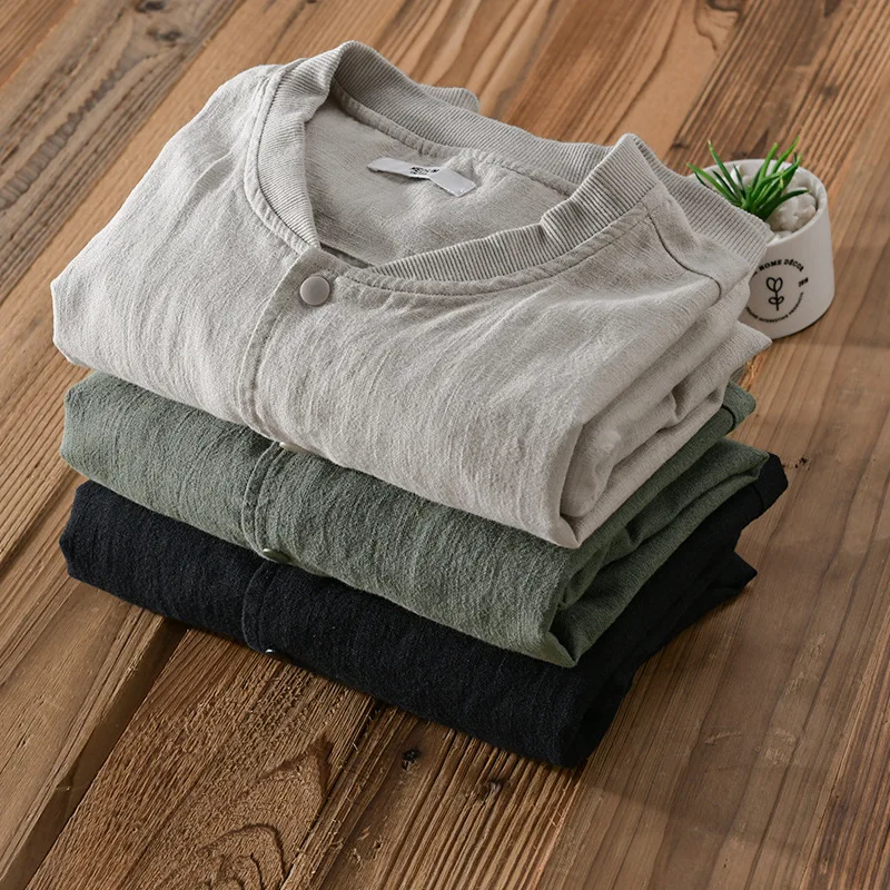 High Quality Men Cotton Linen Casual Shirt Simple Solid Color Stand Collar Long Sleeve Basic Blouse Healthy Cozy Daily Tops
High Quality Men Cotton Linen Casual Shirt Simple Solid Color Stand Collar Long Sleeve Basic Blouse Healthy Cozy Daily Tops