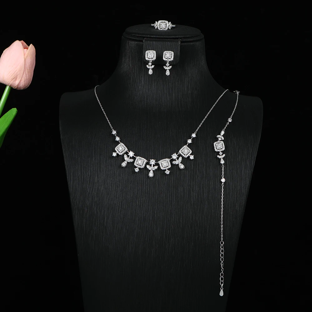 Luxury Trendy Geometric Square Waterdrop Necklace Bracelet Earrings Ring Sets For Women Cubic Zirconia Bridal Jewelry S508
Luxury Trendy Geometric Square Waterdrop Necklace Bracelet Earrings Ring Sets For Women Cubic Zirconia Bridal Jewelry S508