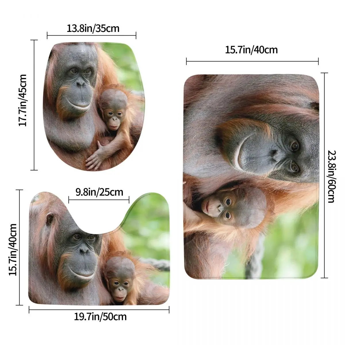 OrangUtan 003, 3 шт., коврик для ванной, набор для ванной комнаты, крышка для унитаза, домашний декор, нескользящий ковер, напольный коврик
OrangUtan 003, 3 шт., коврик для ванной, набор для ванной комнаты, крышка для унитаза, домашний декор, нескользящий ковер, напольный коврик