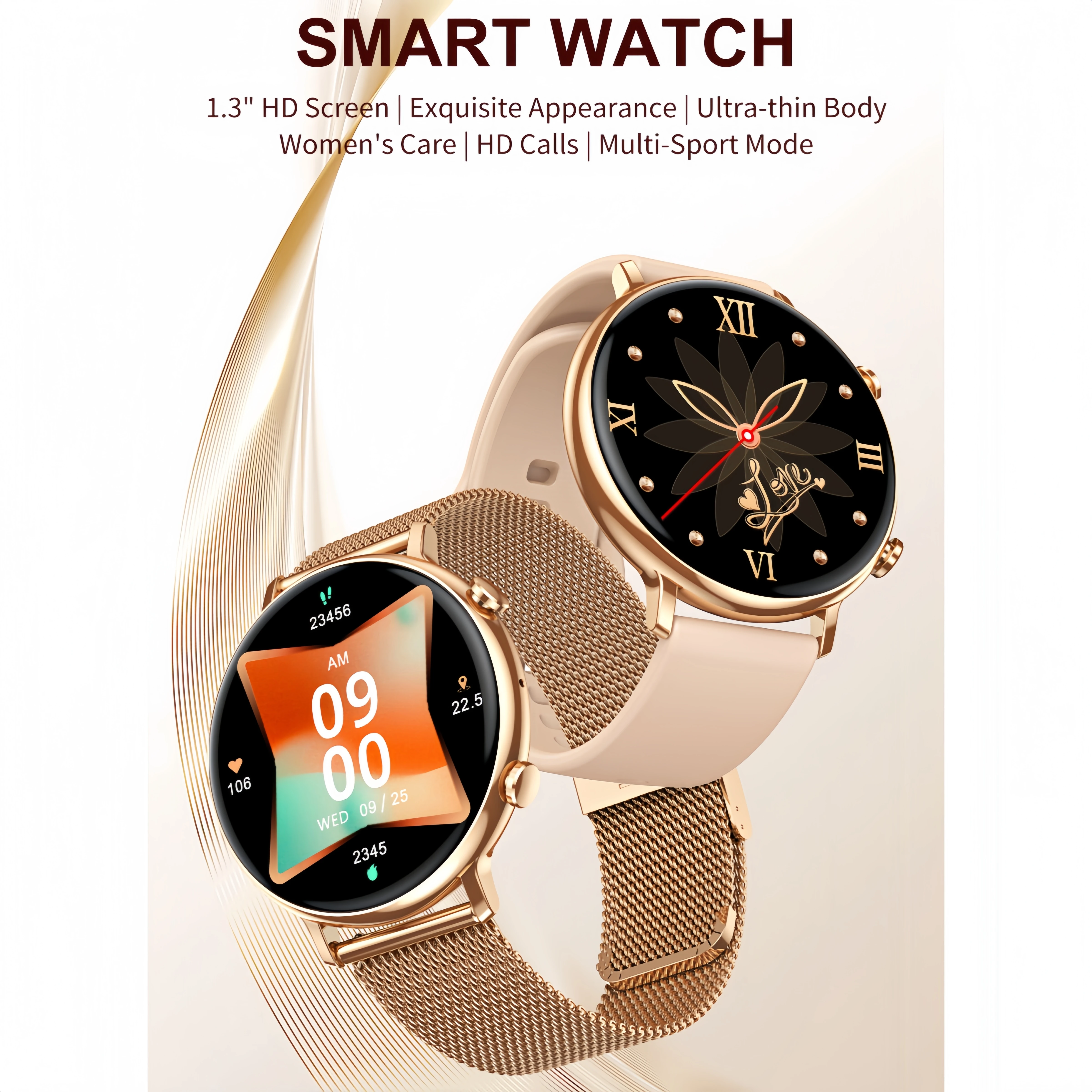 New Ultra Thin Fashion Smart Watch 1.3" HD Screen Bluetooth Call Sport Fitness Health Tracker Smartwatch Woman for Android IOS
New Ultra Thin Fashion Smart Watch 1.3" HD Screen Bluetooth Call Sport Fitness Health Tracker Smartwatch Woman for Android IOS