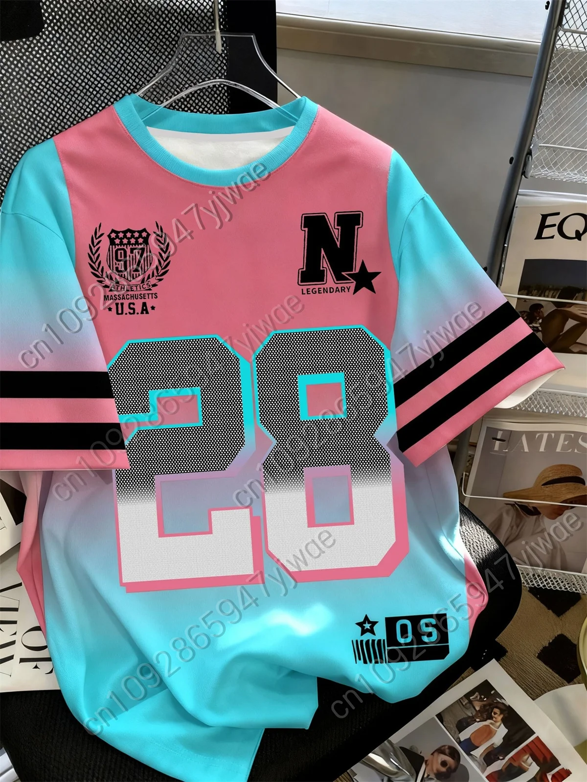 Summer Women'S 28 Number Block Shirt Fashion Streetwear Short Sleeve Round Neck Contrasting Casual Top Outdoor Couple Outfit
Summer Women'S 28 Number Block Shirt Fashion Streetwear Short Sleeve Round Neck Contrasting Casual Top Outdoor Couple Outfit