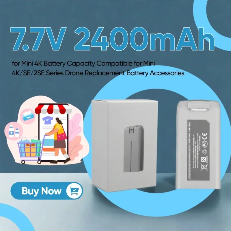 7.7V 2400mAh for Mini 4K Battery Capacity Compatible for Mini 4K/SE/2SE Series Drone Replacement Battery Accessories
7.7V 2400mAh for Mini 4K Battery Capacity Compatible for Mini 4K/SE/2SE Series Drone Replacement Battery Accessories