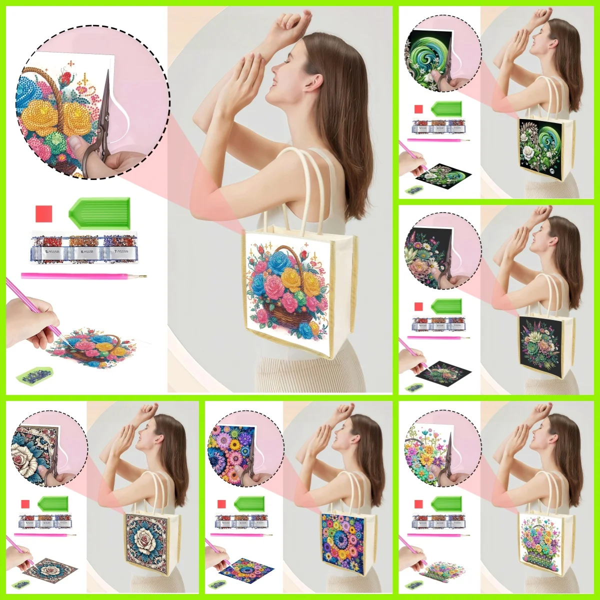 1 Piece of Diamond Painting Shopping bag, floral Pattern, Canvas material, Interchangeable Pattern, Cosmetic Storage and use
1 Piece of Diamond Painting Shopping bag, floral Pattern, Canvas material, Interchangeable Pattern, Cosmetic Storage and use