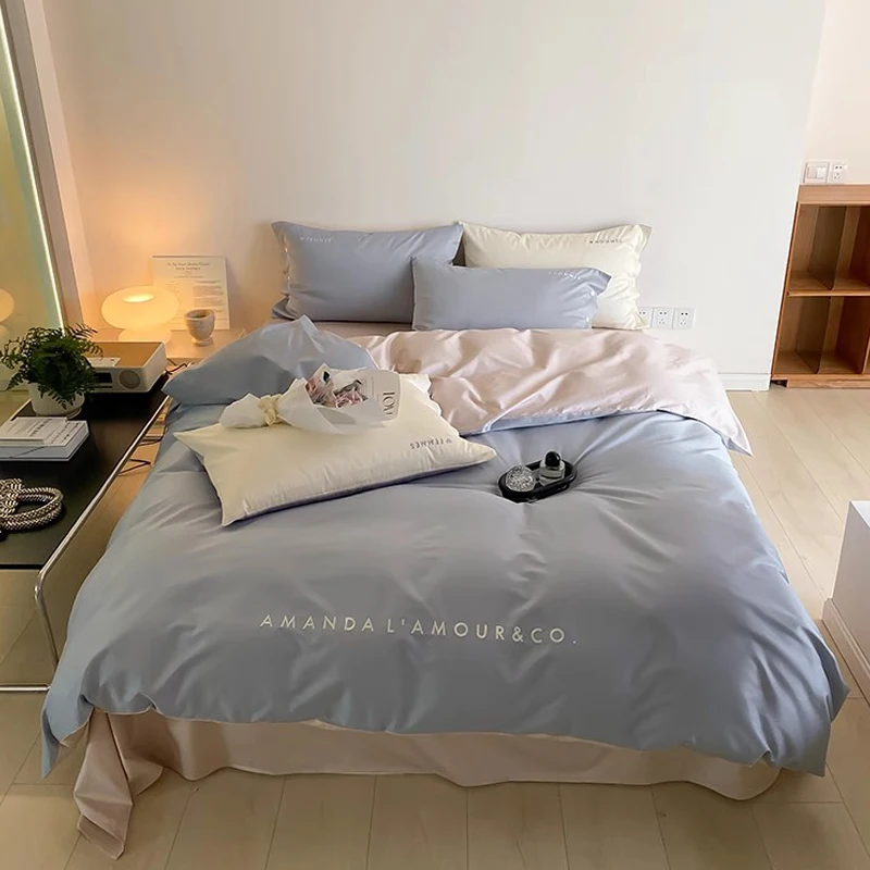 2024 High-end Light Luxury Style Long-staple Cotton Four-piece Set Pure Cotton New Sate Embroidery Quilt Set Bedding Blue Pink
2024 High-end Light Luxury Style Long-staple Cotton Four-piece Set Pure Cotton New Sate Embroidery Quilt Set Bedding Blue Pink