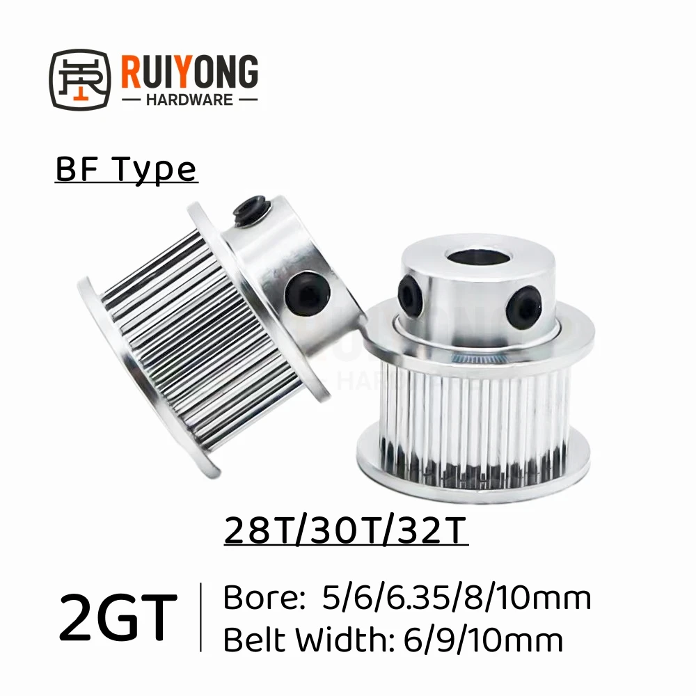 2GT Timing Pulley 28T/30T/32Teeth BF Type Bore 5/6/6.35/8/10mm Belt Width 6/9/10mm CNC 3D printed parts
2GT Timing Pulley 28T/30T/32Teeth BF Type Bore 5/6/6.35/8/10mm Belt Width 6/9/10mm CNC 3D printed parts