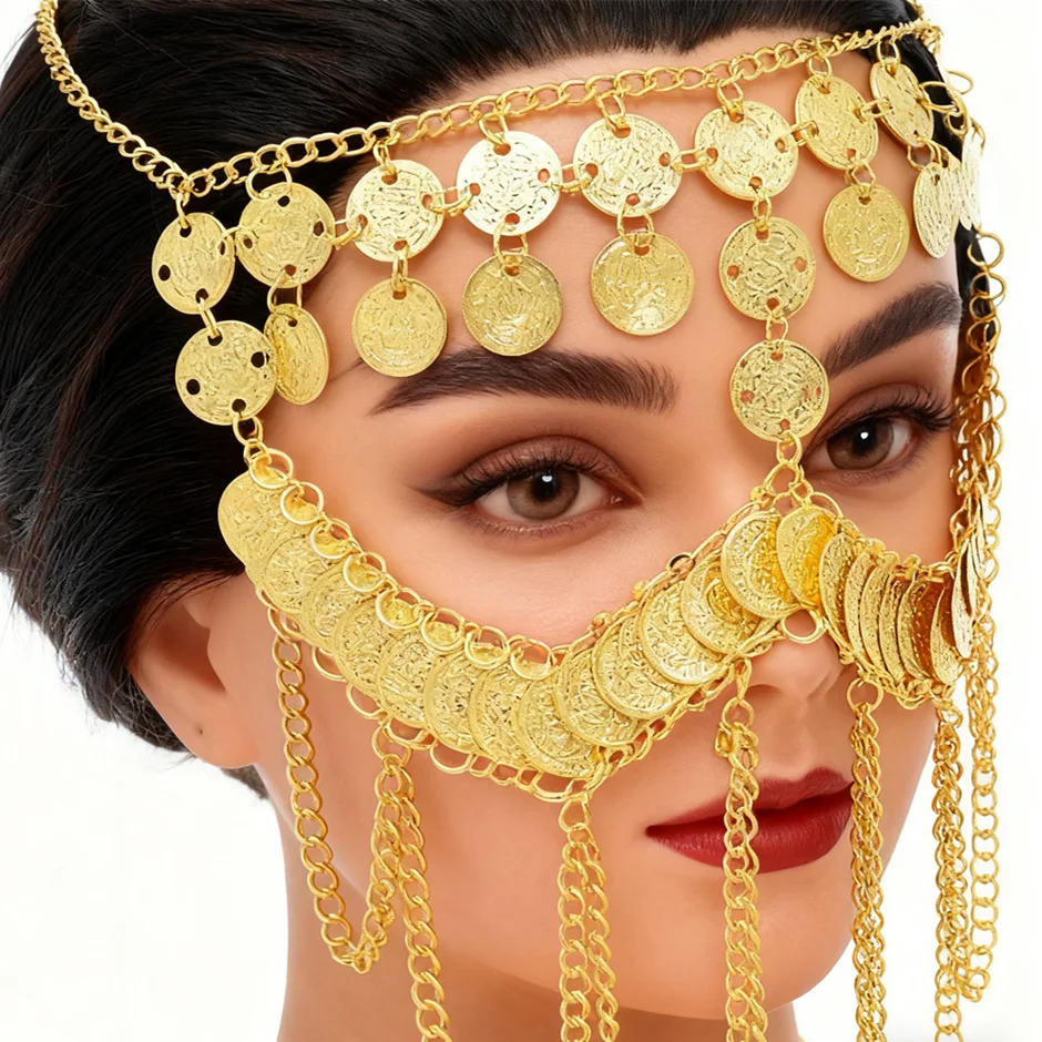 Vintage Ethnic Coin-Patterned Tassel Face Veil Head Chain, Perfect Accessory For Folk Dance Performances & Shows
Vintage Ethnic Coin-Patterned Tassel Face Veil Head Chain, Perfect Accessory For Folk Dance Performances & Shows