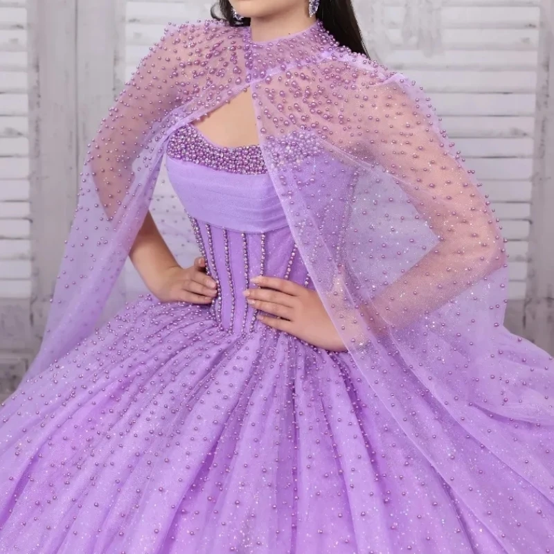 Лавандовое платье принцессы для девочек 15, 16, платья Quinceanera с накидкой и жемчугом, корсетное бальное платье для выпускного вечера, дня рождения, 2025 г.
Лавандовое платье принцессы для девочек 15, 16, платья Quinceanera с накидкой и жемчугом, корсетное бальное платье для выпускного вечера, дня рождения, 2025 г.