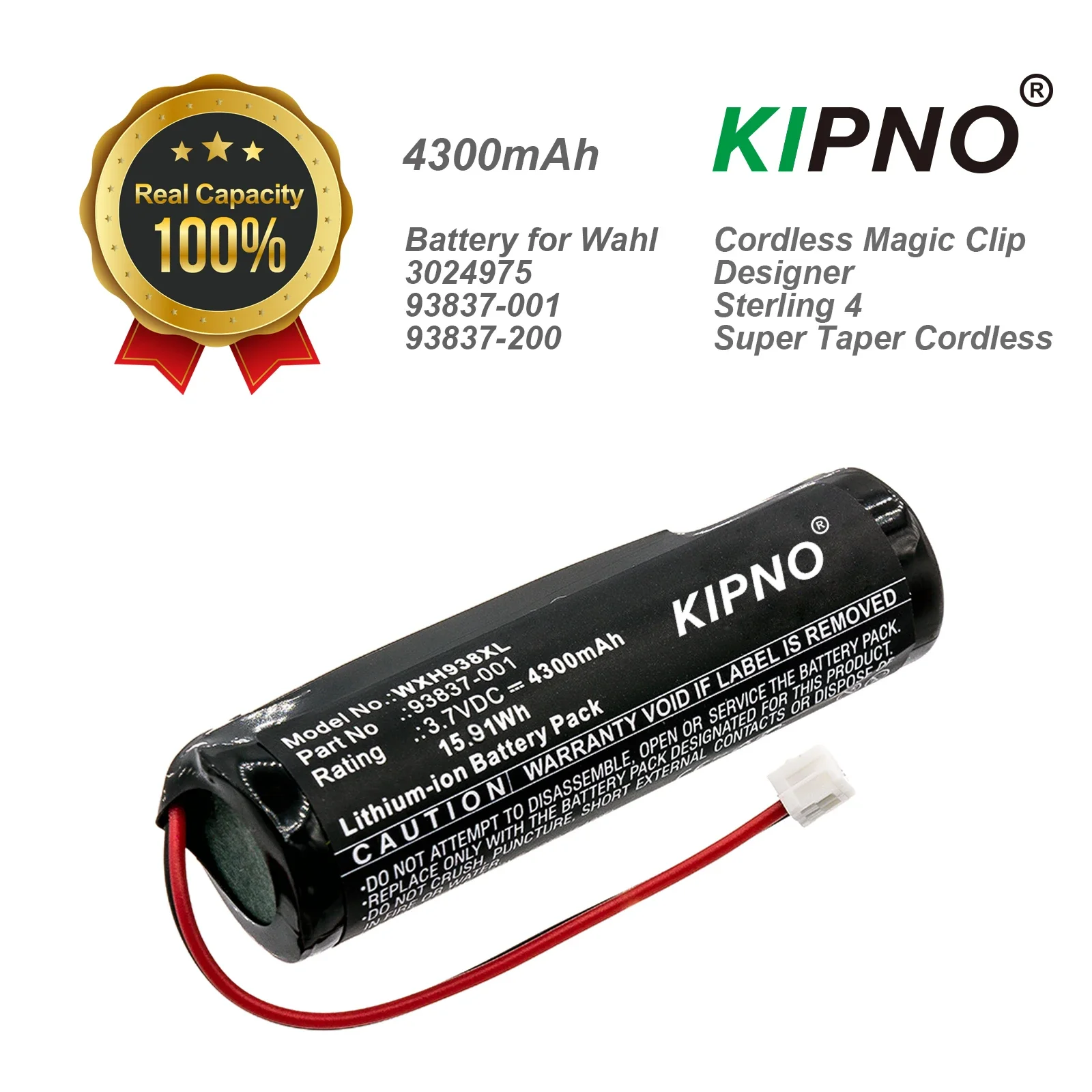 Replacement 4300mAh Battery for Wahl 93837-001,93837-200,Cordless Magic Clip,Designer,,Super Taper Cordless,Shaver
Replacement 4300mAh Battery for Wahl 93837-001,93837-200,Cordless Magic Clip,Designer,,Super Taper Cordless,Shaver
