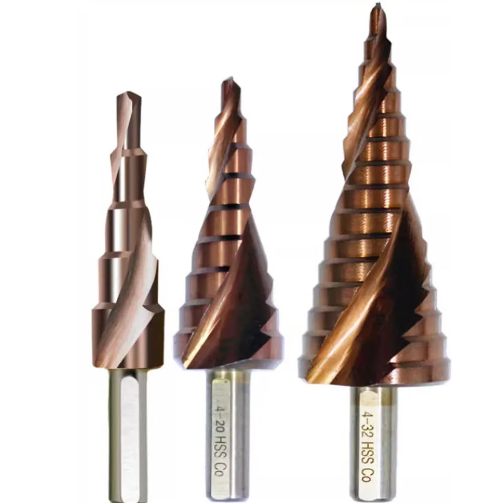 M35 Cobalt Step Drill Bits 4-12/4-20/4-32mm HSS Kit Spiral Groove Triangle Hex Shank For Stainless Steel
M35 Cobalt Step Drill Bits 4-12/4-20/4-32mm HSS Kit Spiral Groove Triangle Hex Shank For Stainless Steel