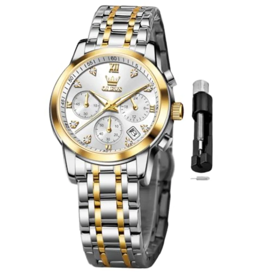 OLEVS Women Watch Multifunctional Two Tone Watch Fashion Business Analog Quartz Ladies Watch Stainless Steel Waterproof Diamond
OLEVS Women Watch Multifunctional Two Tone Watch Fashion Business Analog Quartz Ladies Watch Stainless Steel Waterproof Diamond
